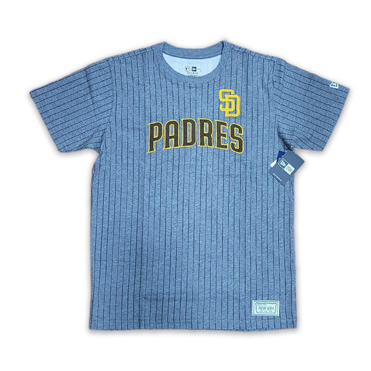 GRAY SAN DIEGO PADRES BROWN PINSTRIPE NEW ERA SHORT SLEEVE T-SHIRT