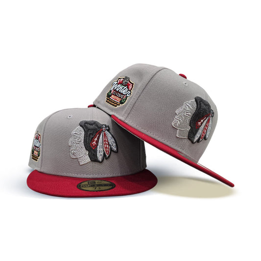 Gray Chicago Blackhawks Red Visor Gray Bottom 2025 Winter Classic Side Patch New Era 59Fifty Fitted