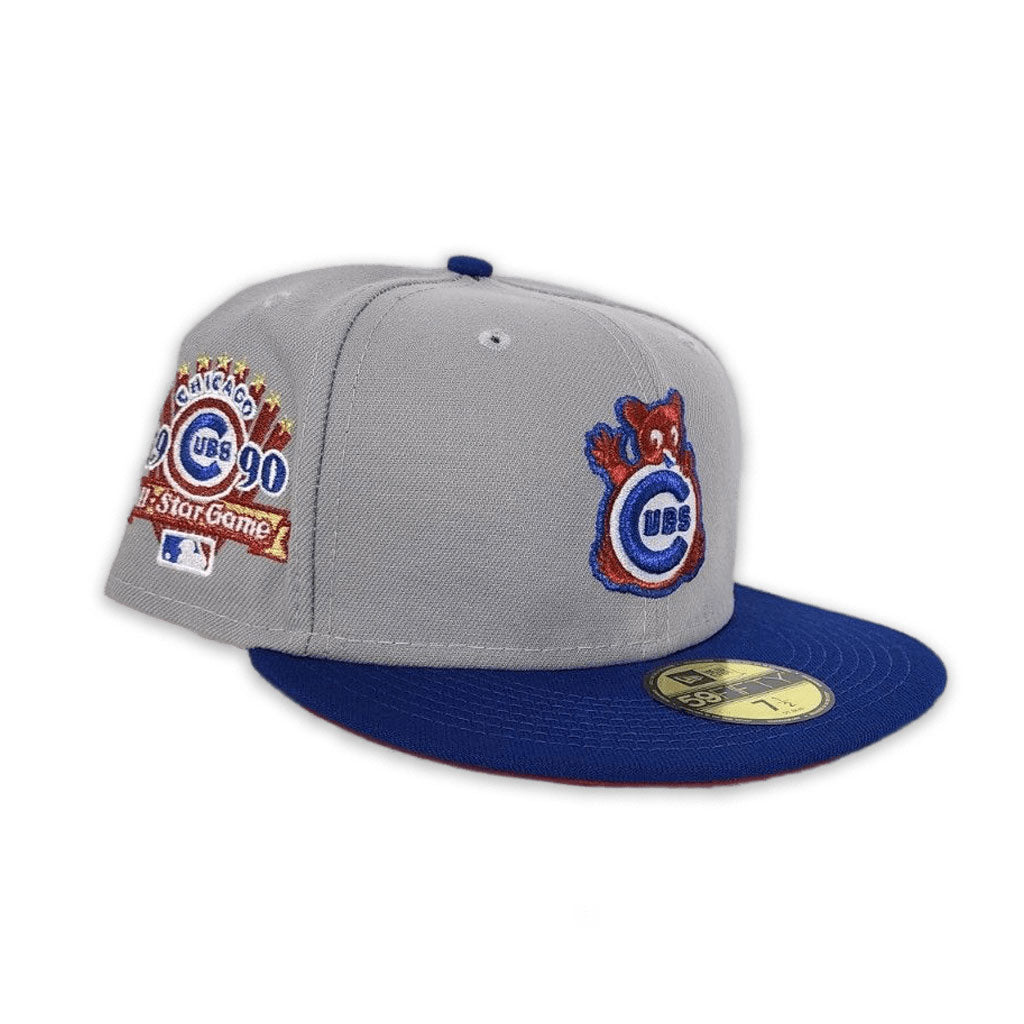 Gray Chicago Cubs Dark Gary Visor Red Bottom 1990 All Star Game Side Patch "Pigeon Collection" New Era 59Fifty Fitted