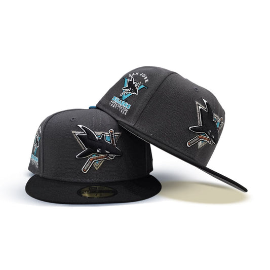 Dark Gray San Jose Sharks Black Visor Gray Bottom 5th Season Side Patch New Era 59Fifty Fitted
