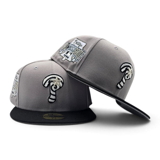 Light Gray Swirl Philadelphia Phillies Black visor Gray Bottom 1996 All Star Game Side Patch New Era 59Fifty Fitted