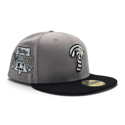 Light Gray Swirl Philadelphia Phillies Black visor Gray Bottom 1996 All Star Game Side Patch New Era 59Fifty Fitted