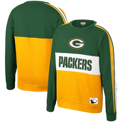 Green Bay Packers Mitchell & Ness Scorer Fleece Crew Sweatshirt