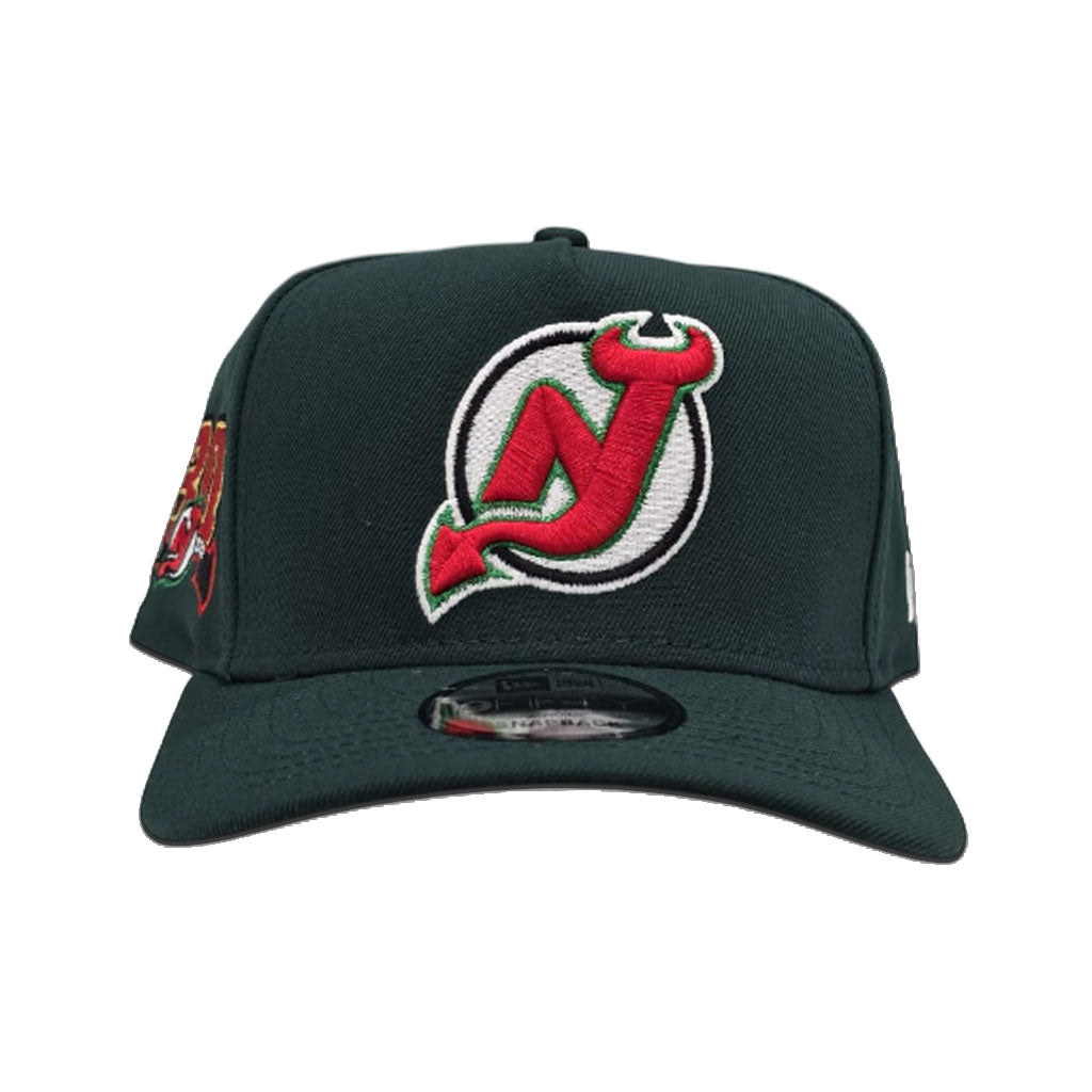 Dark Green New Jersey Devils Gray Bottom 30th Anniversary Side Patch New Era Curved Brim A-Frame 9Forty Snapback
