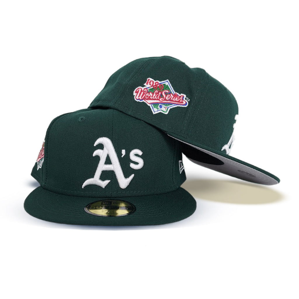 Green Oakland Athletics Gray Bottom 1989 World Series Side Patch New Era 59Fifty Fitted