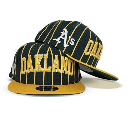 Green Oakland Athletics Pinstripe Green Bottom New Era 9Fifty Snapback