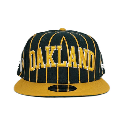 Green Oakland Athletics Pinstripe Green Bottom New Era 9Fifty Snapback