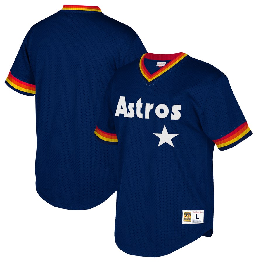 Houston Astros Mitchell & Ness Mesh V-Neck Navy Jersey