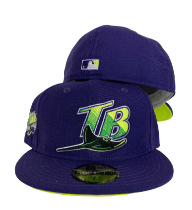 Purple Tampa Bay Rays Neon Green Bottom 1998 Inaugural Season New Era 59Fifty Fitted