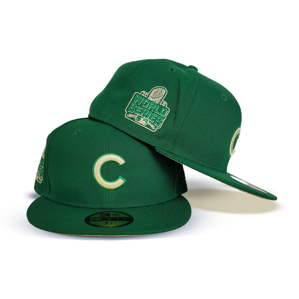 Kelly Green Chicago Cubs Soft Yellow Bottom 2016 World Series Side Patch New Era Fitted