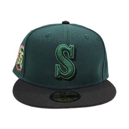 Dark Green Seattle Mariners Black Visor Gray Bottom 35th Anniversary Side Patch New Era 59Fifty Fitted