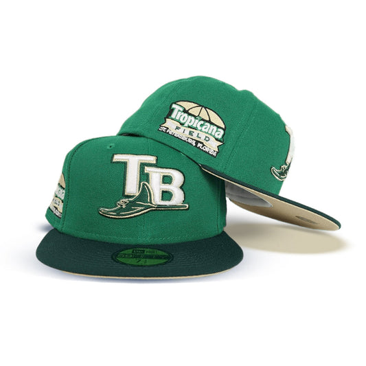 Kelly Green Tampa Bay Rays Forest Green Visor Vegas Gold Bottom Tropicana Field Side Patch New Era 59Fifty Fitted