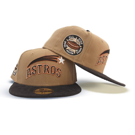 Khaki Houston Astros Black Corduroy Visor Gray Bottom 1968 All Star Game Side Patch New Era 59Fifty Fitted