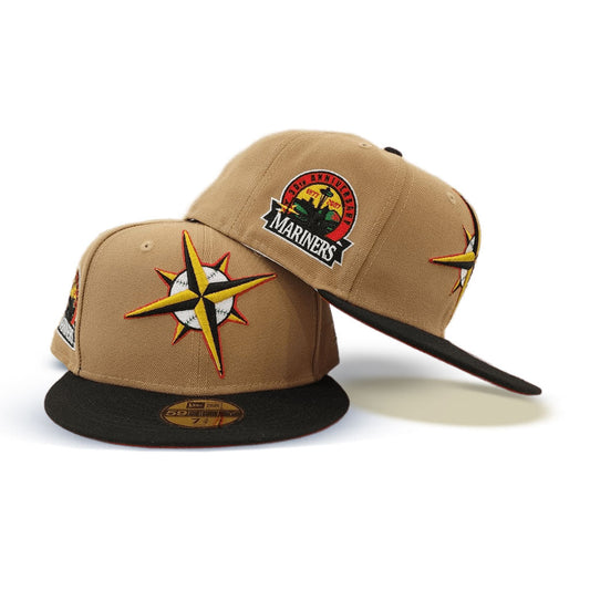 Khaki Seattle Mariners Black Visor Red Bottom 30th Anniversary Side Patch New Era 59Fifty Fitted