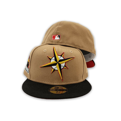 Khaki Seattle Mariners Black Visor Red Bottom 30th Anniversary Side Patch New Era 59Fifty Fitted