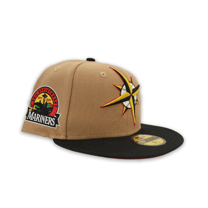 Khaki Seattle Mariners Black Visor Red Bottom 30th Anniversary Side Patch New Era 59Fifty Fitted