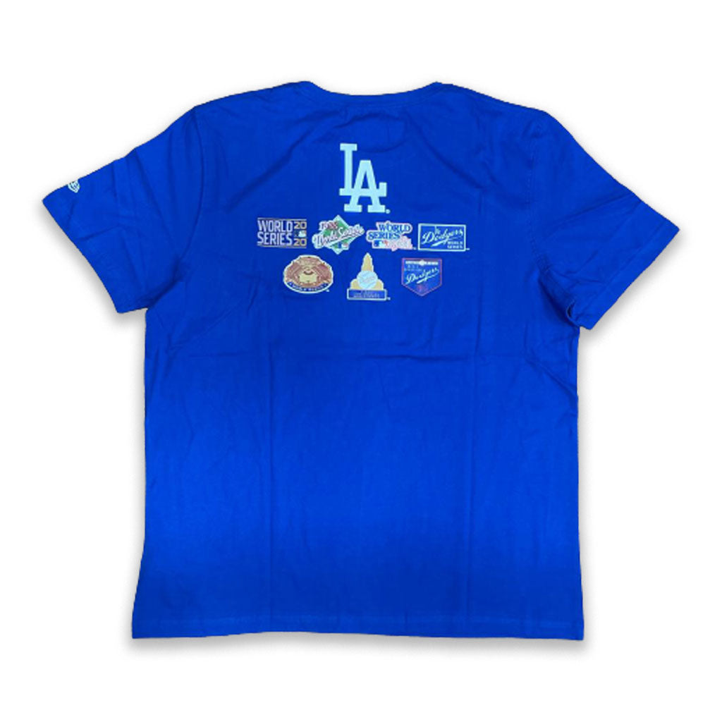 ROYAL BLUE LOS ANGELES DODGERS 7X WORLD SERIES CHAMPIONS NEW ERA SHORT SLEEVE T-SHIRT