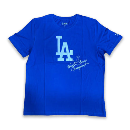 ROYAL BLUE LOS ANGELES DODGERS 7X WORLD SERIES CHAMPIONS NEW ERA SHORT SLEEVE T-SHIRT
