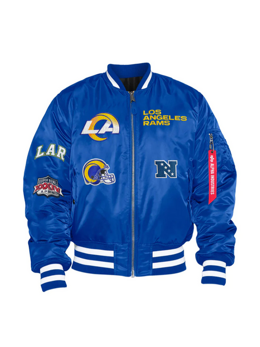 Los Angeles Rams Alpha Industries X New Era Reversible MA-1 Bomber Jacket