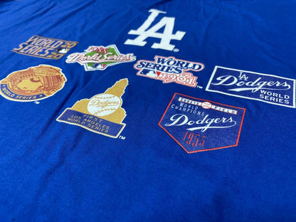 ROYAL BLUE LOS ANGELES DODGERS 7X WORLD SERIES CHAMPIONS NEW ERA SHORT SLEEVE T-SHIRT