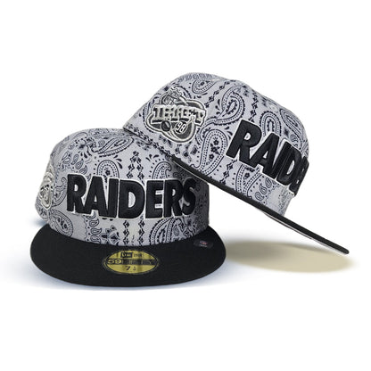Gray Paisley Las Vegas Raiders Black Visor Gray Bottom NFL Draft 1998 Side Patch New Era 59Fifty Fitted