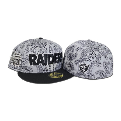 Gray Paisley Las Vegas Raiders Black Visor Gray Bottom NFL Draft 1998 Side Patch New Era 59Fifty Fitted