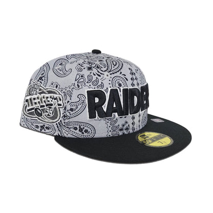 Gray Paisley Las Vegas Raiders Black Visor Gray Bottom NFL Draft 1998 Side Patch New Era 59Fifty Fitted