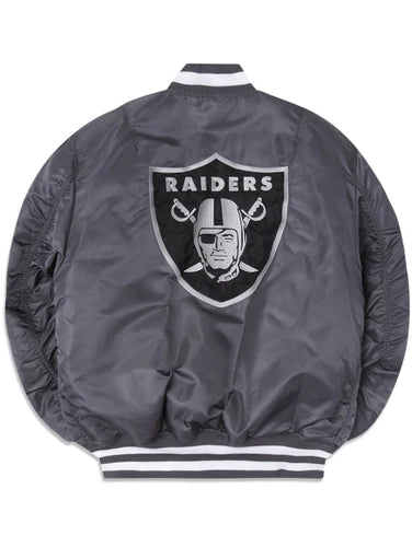 Gray Los Vegas Raiders Alpha Industries X New Era Reversible MA-1 Bomber Jacket