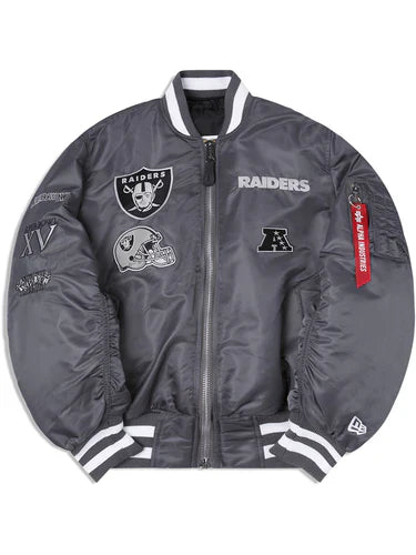 Gray Los Vegas Raiders Alpha Industries X New Era Reversible MA-1 Bomber Jacket