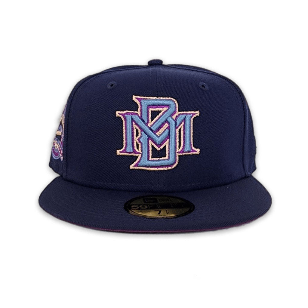 Light Navy Milwaukee Brewers Grape Purple Bottom 1953-1999 County Stadium Side Patch New Era 59Fifty Fitted