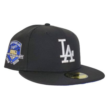 Los Angeles Dodgers Black Royal Blue Bottom 50th Anniversary New Era 59Fifty Fitted