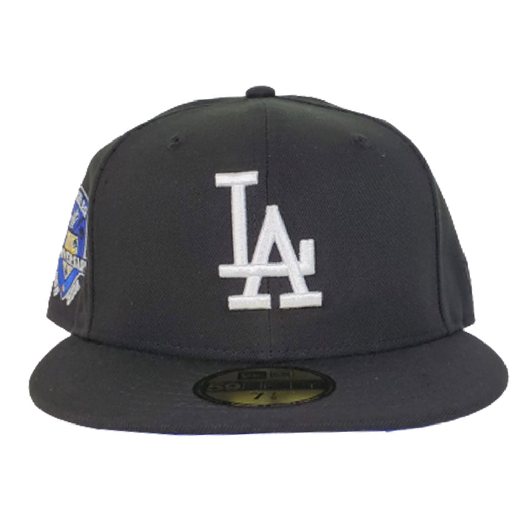 Los Angeles Dodgers Black Royal Blue Bottom 50th Anniversary New Era 59Fifty Fitted