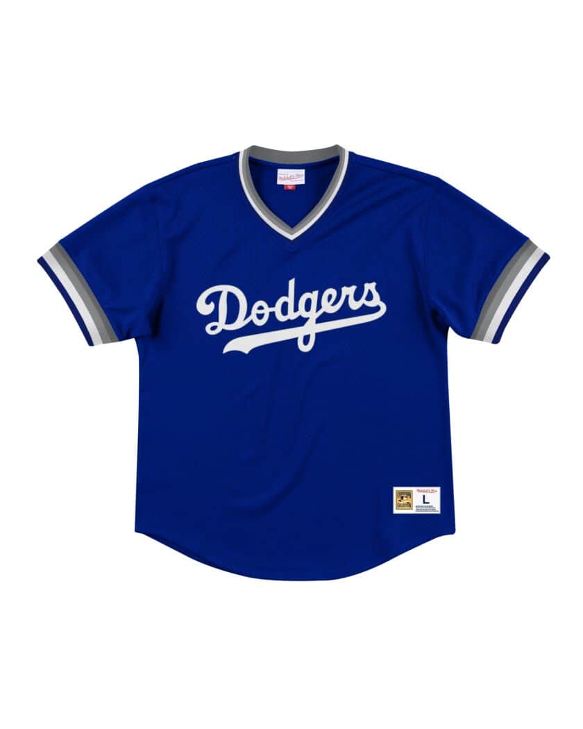 Los Angeles Dodgers LA Mitchell & Ness Mesh V-Neck Blue Jersey
