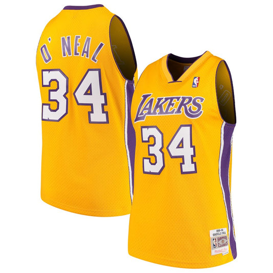 Los Angeles Lakers 1990-00 Shaquille O'Neal Mitchell & Ness Yellow Swingman Jersey