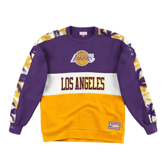 Los Angeles Lakers Mitchell & Ness Scorer Fleece Crew Sweatshirt