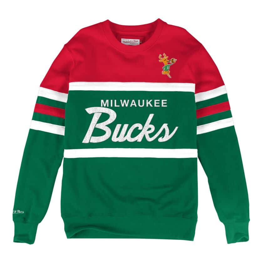MITCHELL & NESS MILWAUKEE BUCKS HEAD COACH CREW SWEATSHIRT