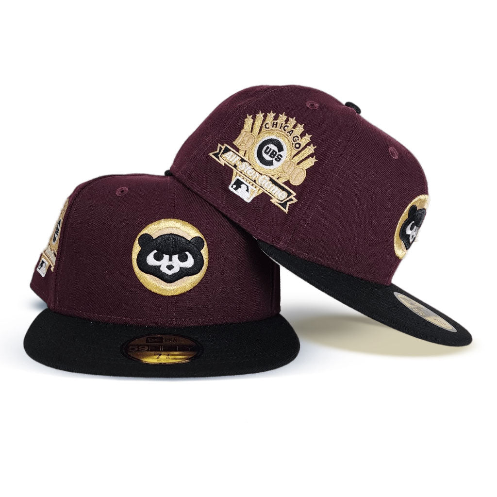 Maroon Chicago Cubs Black Visor Gray Bottom 1990 All Star Game Side Patch New Era 59Fifty Fitted