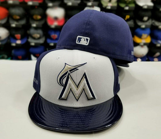 Matching New Era 59Fifty Miami Marlins Fitted Hat for Midnight 11 Navy