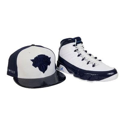 Matching New Era New York Knicks Fitted Hat for Jordan 9 Retro White / Navy