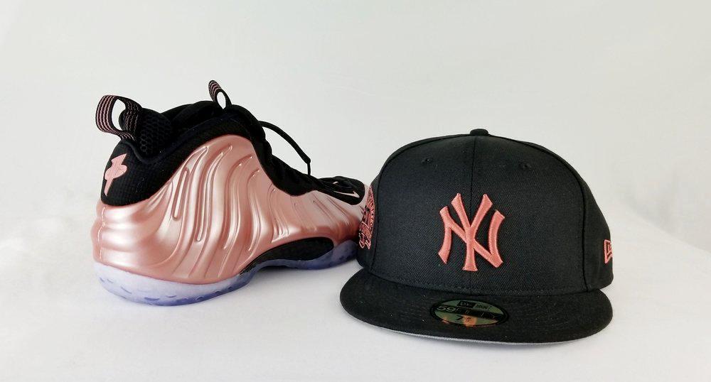 Matching New Era New York Yankees 59Fifty Fitted Hat for Nike Foamposite Elemental Rose Foams