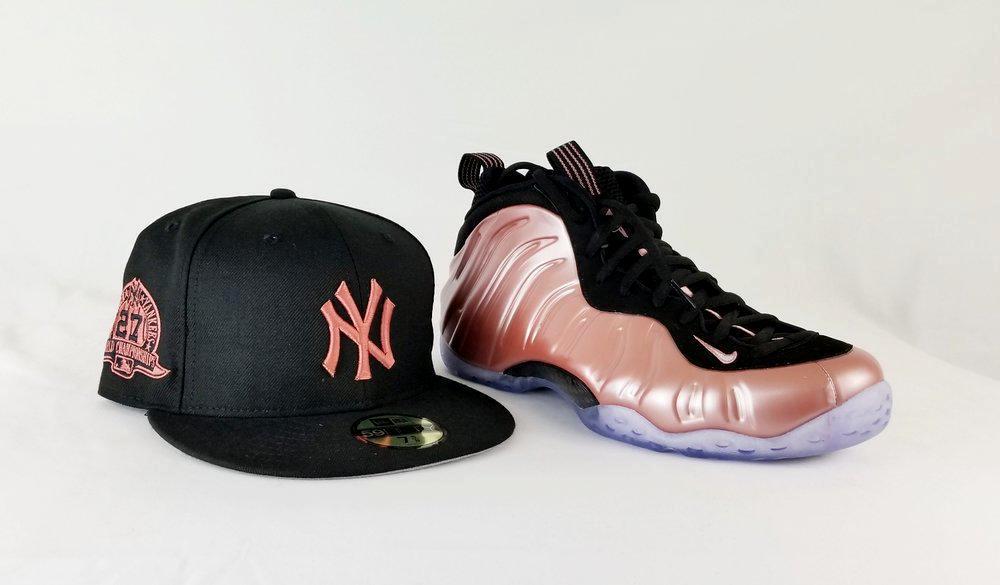 Matching New Era New York Yankees 59Fifty Fitted Hat for Nike Foamposite Elemental Rose Foams