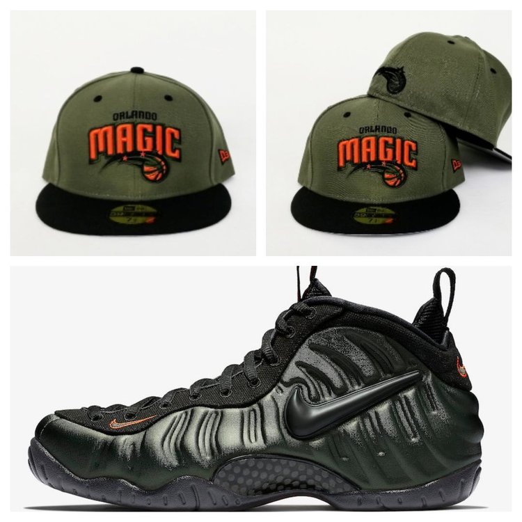 Matching New Era Orlando Magic Fitted Hat Nike Foamposite SEQUOIA Foams