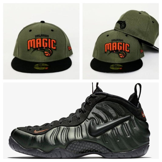 Matching New Era Orlando Magic Fitted Hat Nike Foamposite SEQUOIA Foams