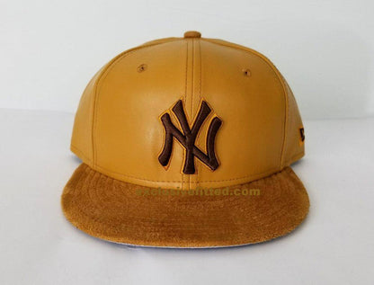 Matching New Era Yankee Wheat Faux Leather Fitted Hat for Wheat 1 Golden Harvest