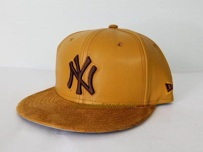Matching New Era Yankee Wheat Faux Leather Fitted Hat for Wheat 1 Golden Harvest