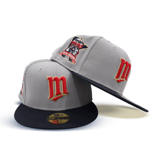 Gray Minnesota Twins Navy Visor Green Bottom 40th Season Side Patch New Era 59Fifty Fitted