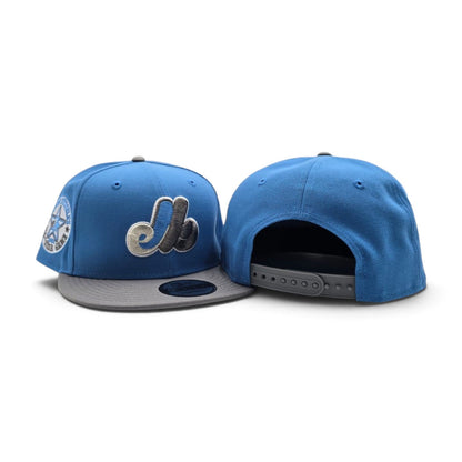 Airforce Blue Montreal Expos Storm Gray Visor Gray Bottom 1982 All Star Game Side Patch 9Fifty New Era Snapback