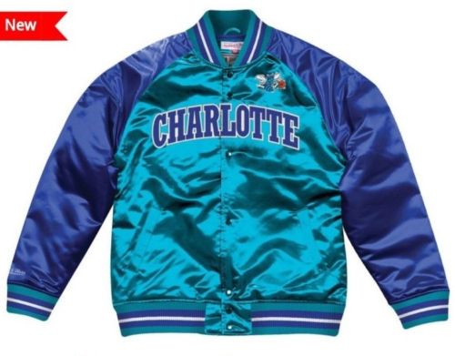 Mitchell & Ness Charlotte Teal Hornets Satin Varsity Jacket