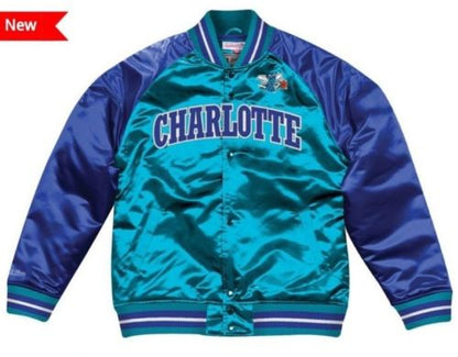 Mitchell & Ness Charlotte Teal Hornets Satin Varsity Jacket