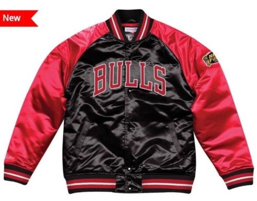 Mitchell & Ness Chicago Bulls Black Satin Varsity Jacket